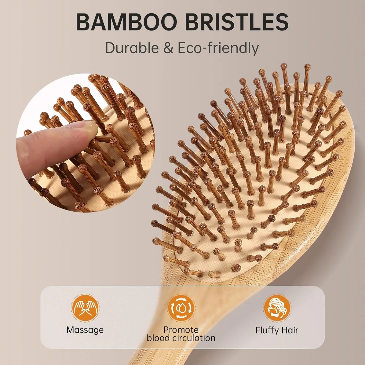Natural Bamboo Paddle Air Cush - Bamboo Hair Brush ulasan dan harga