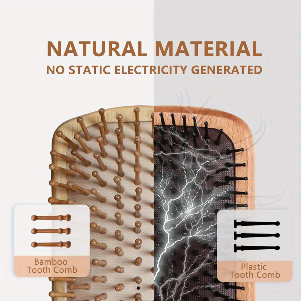 Natural Bamboo Paddle Air Cush - Bamboo Hair Brush ulasan dan harga