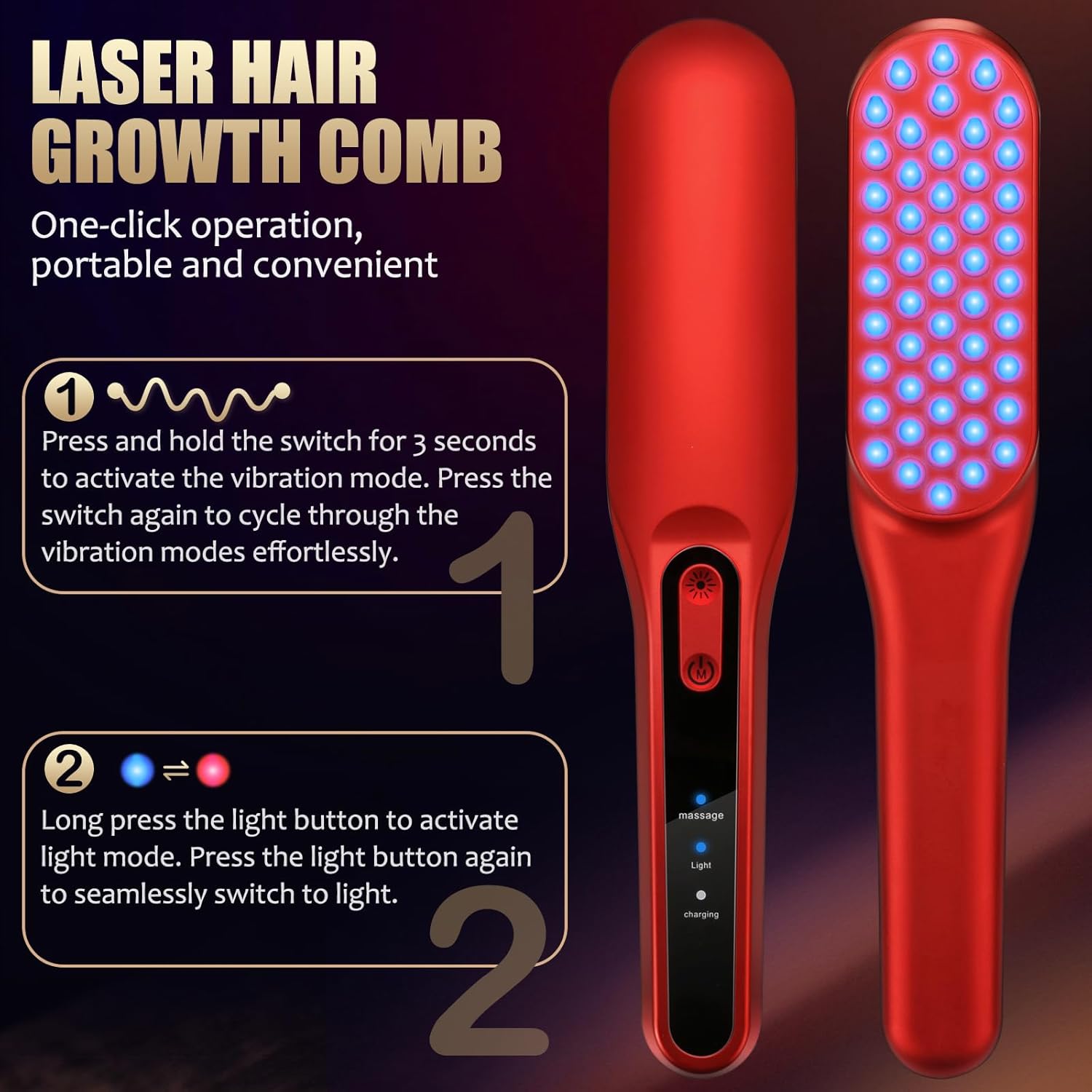 Laser Hair Growth Comb, Red Li - Hair Care Elseve ulasan dan harga